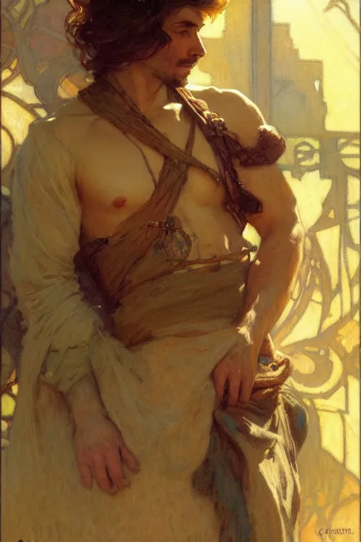 Image similar to attractive man, painting by gaston bussiere, craig mullins, greg rutkowski, alphonse mucha