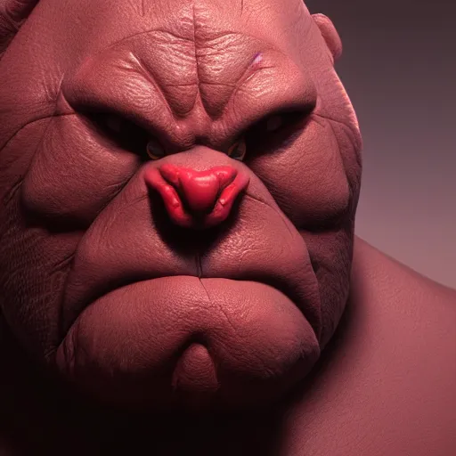 Prompt: portrait of funny red ogre, unreal engine render, volumetric light, high détail