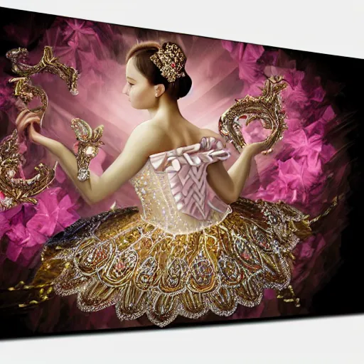 Image similar to ballerina princess of diamonds gorgeous, ornate, intricate, detailed, stunning, masterpiece, 4 k