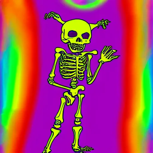 Prompt: Skeleton in the style of lisa frank