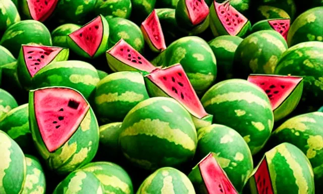 Image similar to watermelons floating in the sky