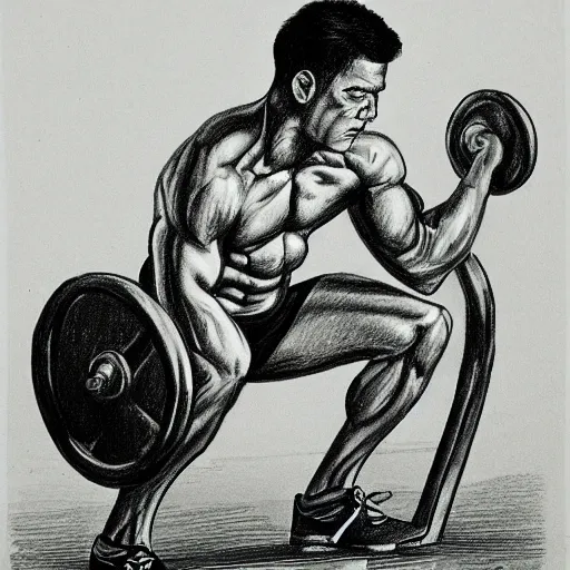 Image similar to drawing of a man doing barbell rows,