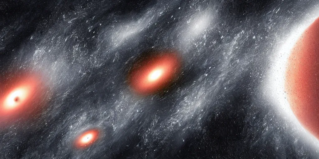 Image similar to concept art of black holes surrounding a planet