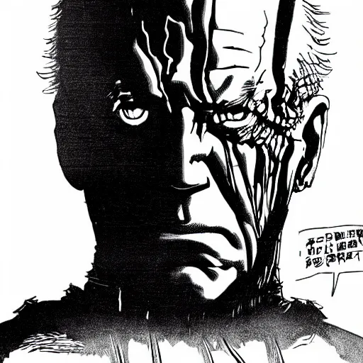 Image similar to Joe Biden looking sinister, by Tsutomu Nihei, highly detailed