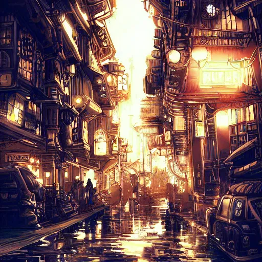 Prompt: digital art of a steampunk tokyo. trending on artstation, favorites on deviantart