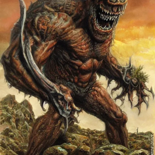 Prompt: cyclop monster by frank franzetta
