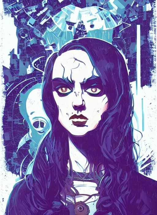 Image similar to portrait of goth girl, artstation, art by petros afshar, tom whalen, laurie greasley and greg rutkowski