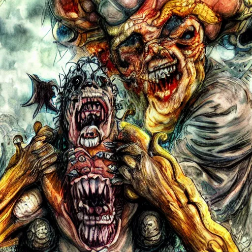 Prompt: gluttony of the seven deadly sins, horrific, scary, concept art, nft, hdr