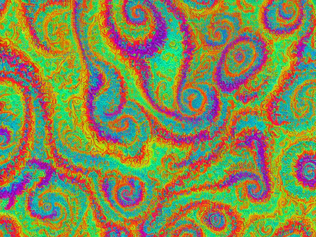 Image similar to 3d fractal swirling colorful maze paisley lichen patterns