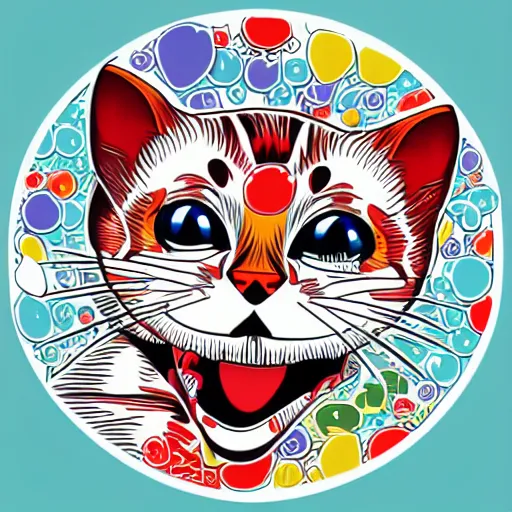 Image similar to Blood thirsty kitten, sticker, highly detailed, colorful, illustration, drama, smooth and clean vector curves, no jagged lines, vector art, smooth