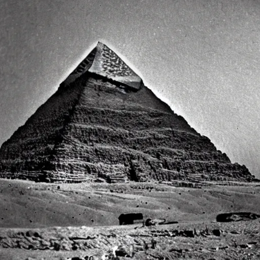Prompt: old photography of pyramids discovered in the arctic