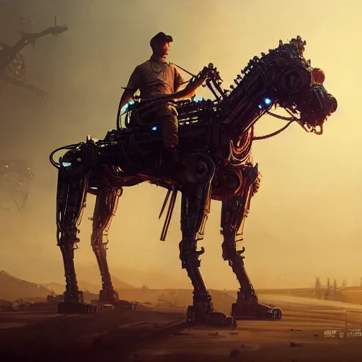 Prompt: photo of VAZ2105 mechanical horse as a loading screen, intricate, dystopian, sci-fi, extremely detailed, digital painting, artstation, concept art, smooth, sharp focus, illustration, intimidating lighting, incredible art by artgerm and greg rutkowski and alphonse mucha and simon stalenhag