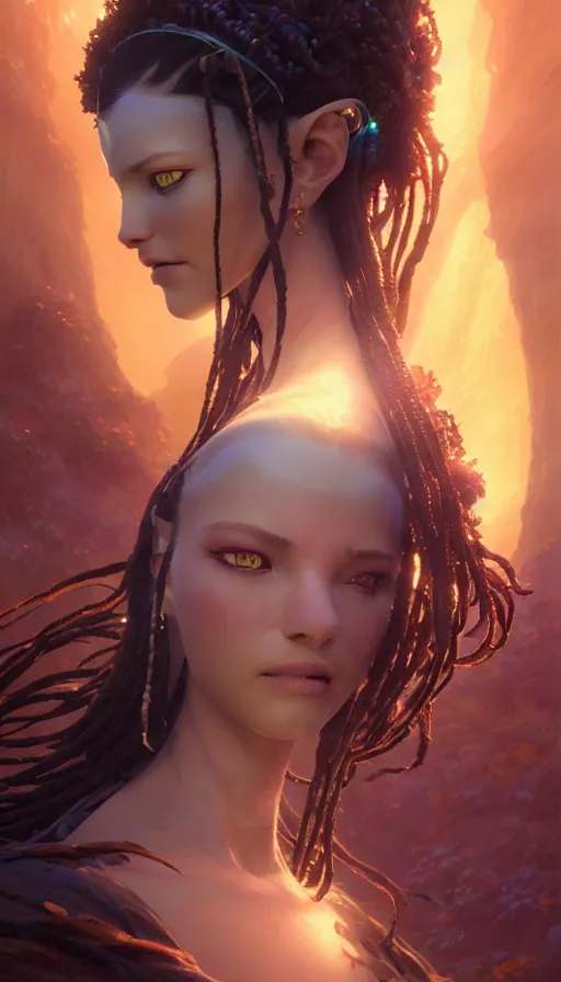 Prompt: highly detailed portrait of beautiful goddess in avatar, stephen bliss, unreal engine, fantasy art by greg rutkowski, loish, rhads, ferdinand knab, makoto shinkai and lois van baarle, ilya kuvshinov, rossdraws, tom bagshaw, global illumination, radiant light, detailed and intricate environment