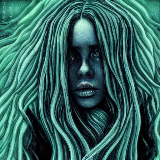 Prompt: billie eilish as a cthulhu