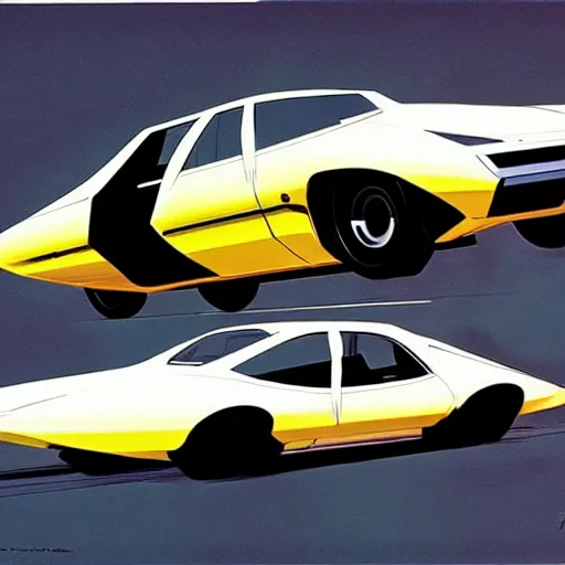 Image similar to concept art for a car that shoots poisonous gas, painted by syd mead, high quality