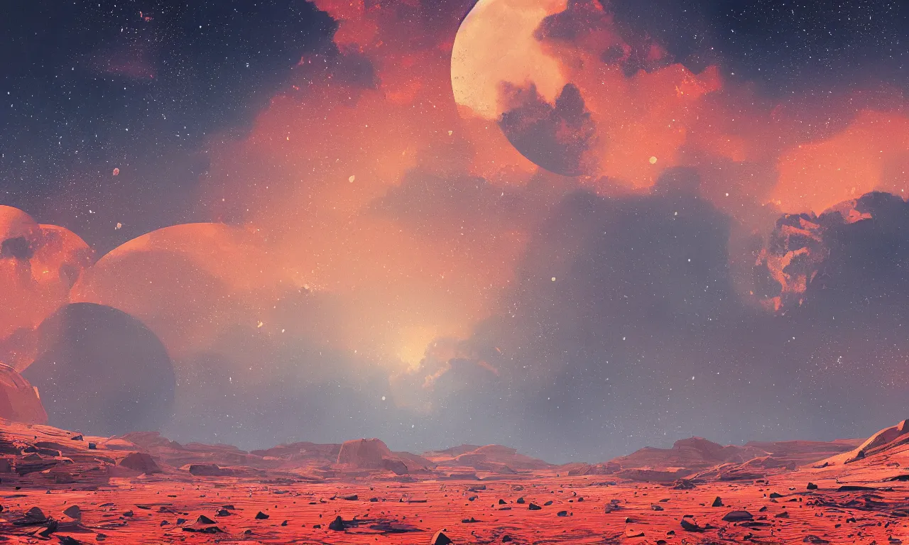 Image similar to mars and moon ground by alena aenami artworks in 4 k