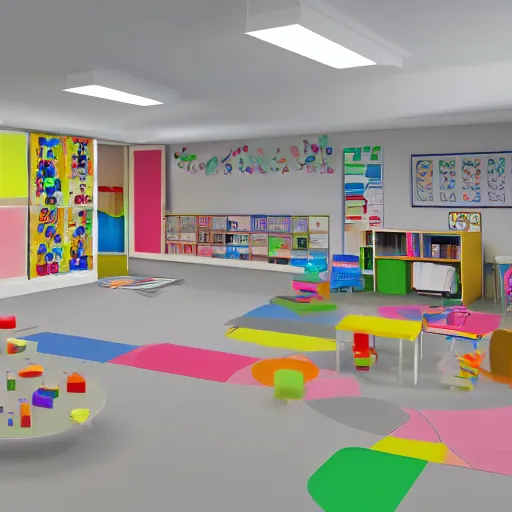 Image similar to empty kindergarten, in style of backrooms, liminal spaces, hyperrealistic, 4k,