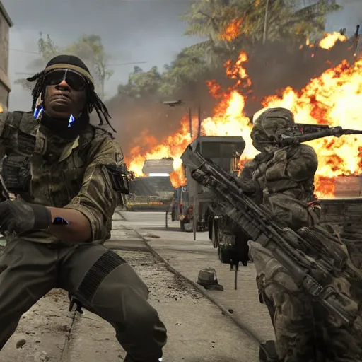 Prompt: chief keef and call of duty warzone 4 k the detailed super realistic