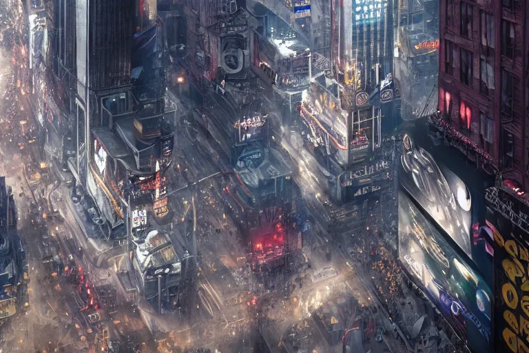 Prompt: ufo over timesquare nyc, concept art, intricate details, eerie, highly detailed, photorealistic, octane render, 8 k, unreal engine. art by greg rutkowski and james gurney and h r giger