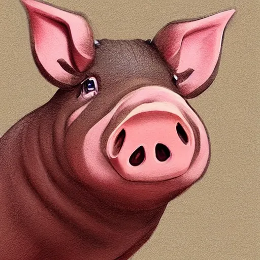 Prompt: face of cutest pig in the world. Artistic. Concept art. Line Drawing. High details. Artstation. Cute.