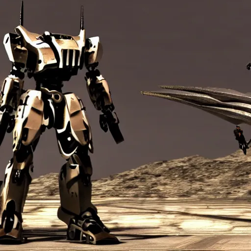 Image similar to cinematic still from ps 5 armoredcore 6 and westworld, close shot of slim ornate armored core by fujioka kenki and by mamoru nagano,