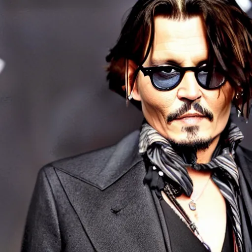 Image similar to Johnny Depp with Karen hairstyle