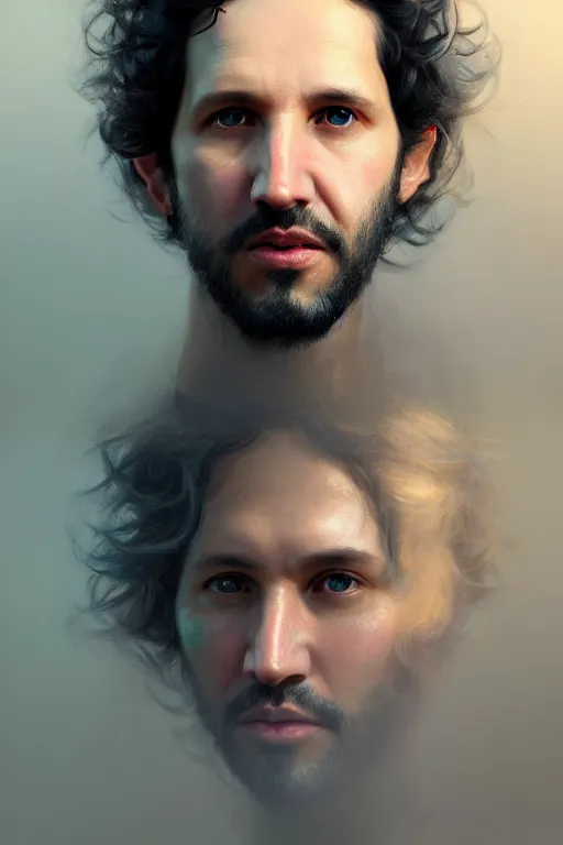 Prompt: ultra detailed close up facial portrait of bret mckenzie, extremely detailed digital painting, in the style of fenghua zhong and ruan jia and jeremy lipking and peter mohrbacher, mystical colors, rim light, beautiful lighting, 8 k, stunning scene, raytracing, octane, trending on artstation