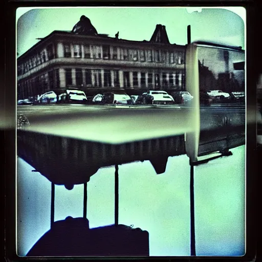 Prompt: polaroid reflection street photography