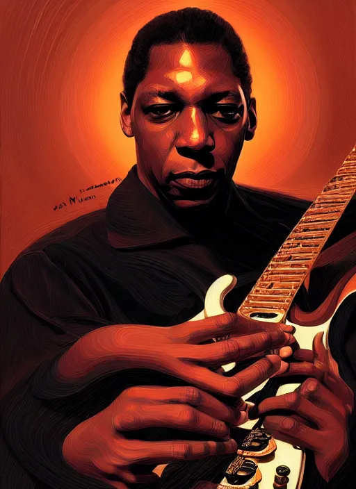 Image similar to portrait of john coltrane as a rock star, intricate, elegant, highly detailed, digital painting, artstation, concept art, smooth, sharp focus, illustration, art by wlop, mars ravelo and greg rutkowski