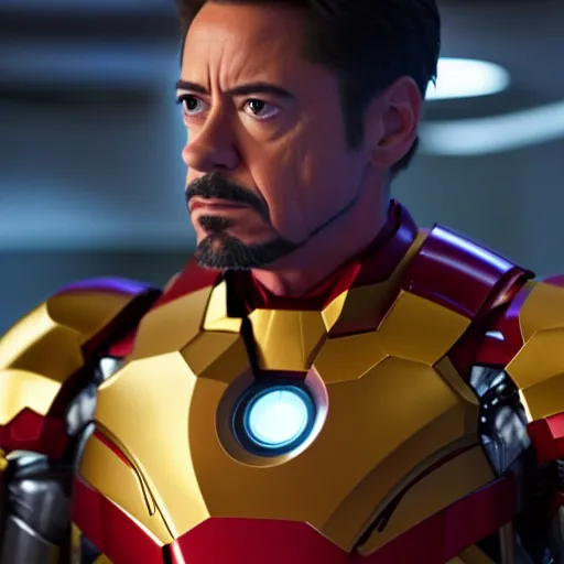 Prompt: Film still of Tony Stark, from Iron Man (2008 movie)