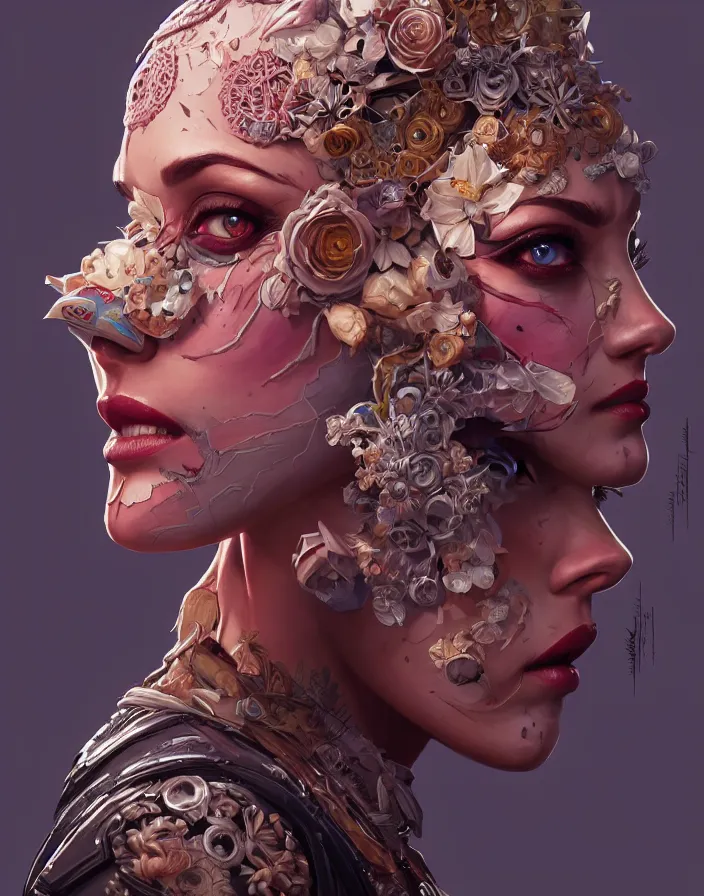 Image similar to symmetry!! portrait of floral! borderlands 3 psycho, intricate, elegant, highly detailed, digital painting, artstation, concept art, smooth, sharp focus, illustration, art by artgerm and greg rutkowski, 8 k