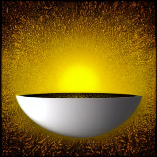 Prompt: portal to another galaxy inside a bowl of soup, yellow background, digital art