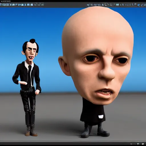 Image similar to kibooki style, Mick Jones, The Clash, Puppet cartoon, photo realistic, playing, Unreal Engine, Hdri