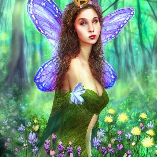 Image similar to A fairy in the forest, digital art