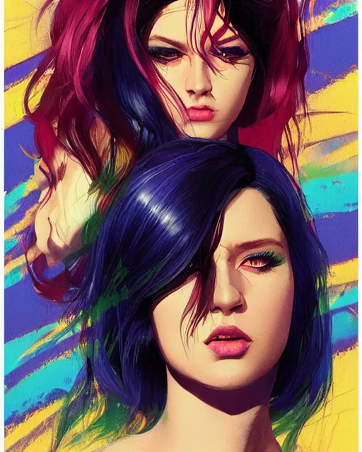 Image similar to half - lizard woman with cute - fine - face, pretty face, oil slick hair, realistic shaded perfect face, extremely fine details, by realistic shaded lighting, dynamic background, poster by ilya kuvshinov katsuhiro otomo, magali villeneuve, artgerm, jeremy lipkin and michael garmash and rob rey, and silvain sarrailh