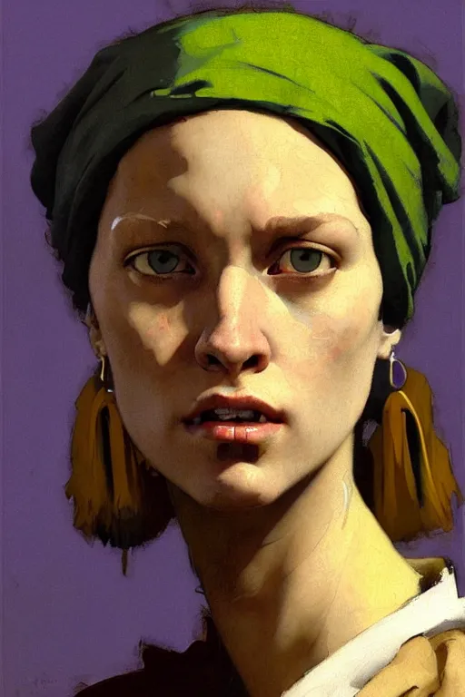 Image similar to full character portrait not the girl with the pearl earring in the style of half - life 2 team fortress 2 scout video game character art character design, painting by gaston bussiere, katsuya terada, nc wyeth, greg rutkowski, craig mullins, vermeer, frank frazetta, mucha, tom of finland, trending on artstation, jeffery catherine jones