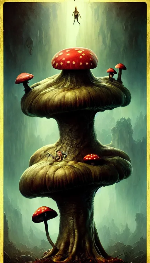 Image similar to exquisite imaginative imposing weird creature movie poster art humanoid hype realistic mushroom movie art by : : weta studio tom bagshaw james jean frank frazetta
