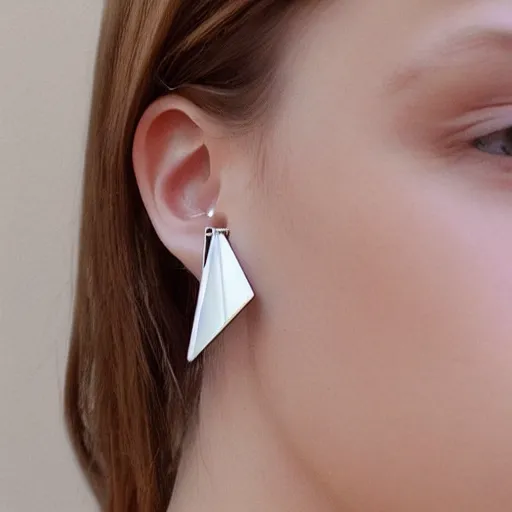 Image similar to “minimalistic beautiful surprising unusual abstract asymmetric earring design”