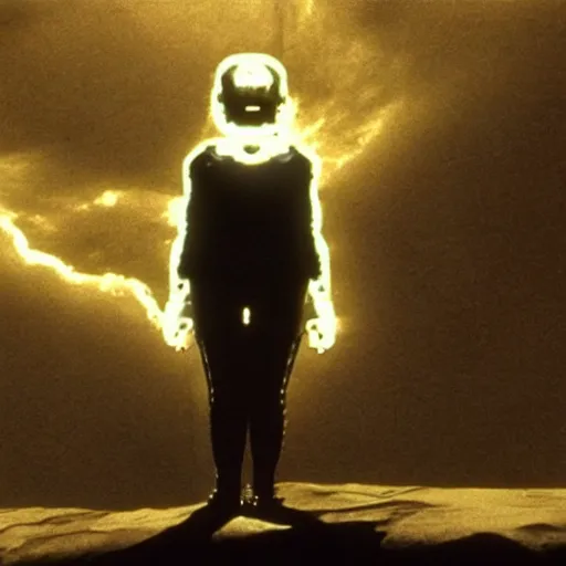 Image similar to movie still of andes cyborg, cinematic composition, cinematic light, by david lynch