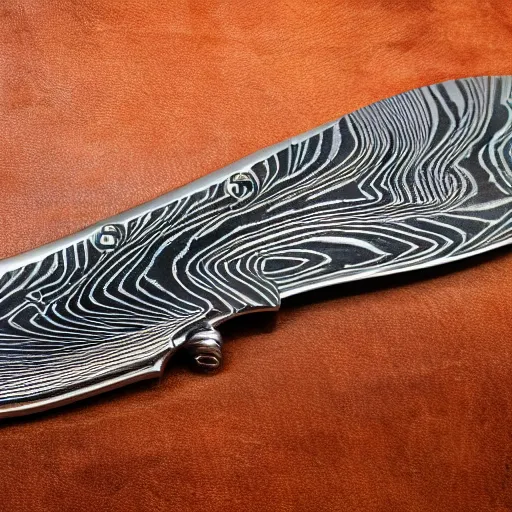 Prompt: a damascus steel knife, realistic, hyperrealistic, 4k resolution, 8k resolution, HD Quality, highly detailed, very detailed, detailed, studio quality lighting, dramatic lighting, real life
