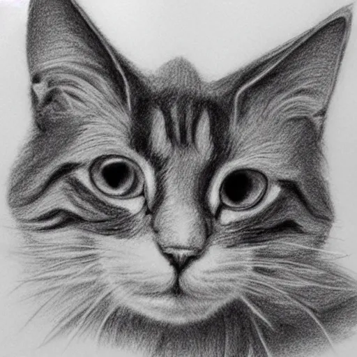 Image similar to sad cat highly pencil sketch detailed, smooth, sharp focus