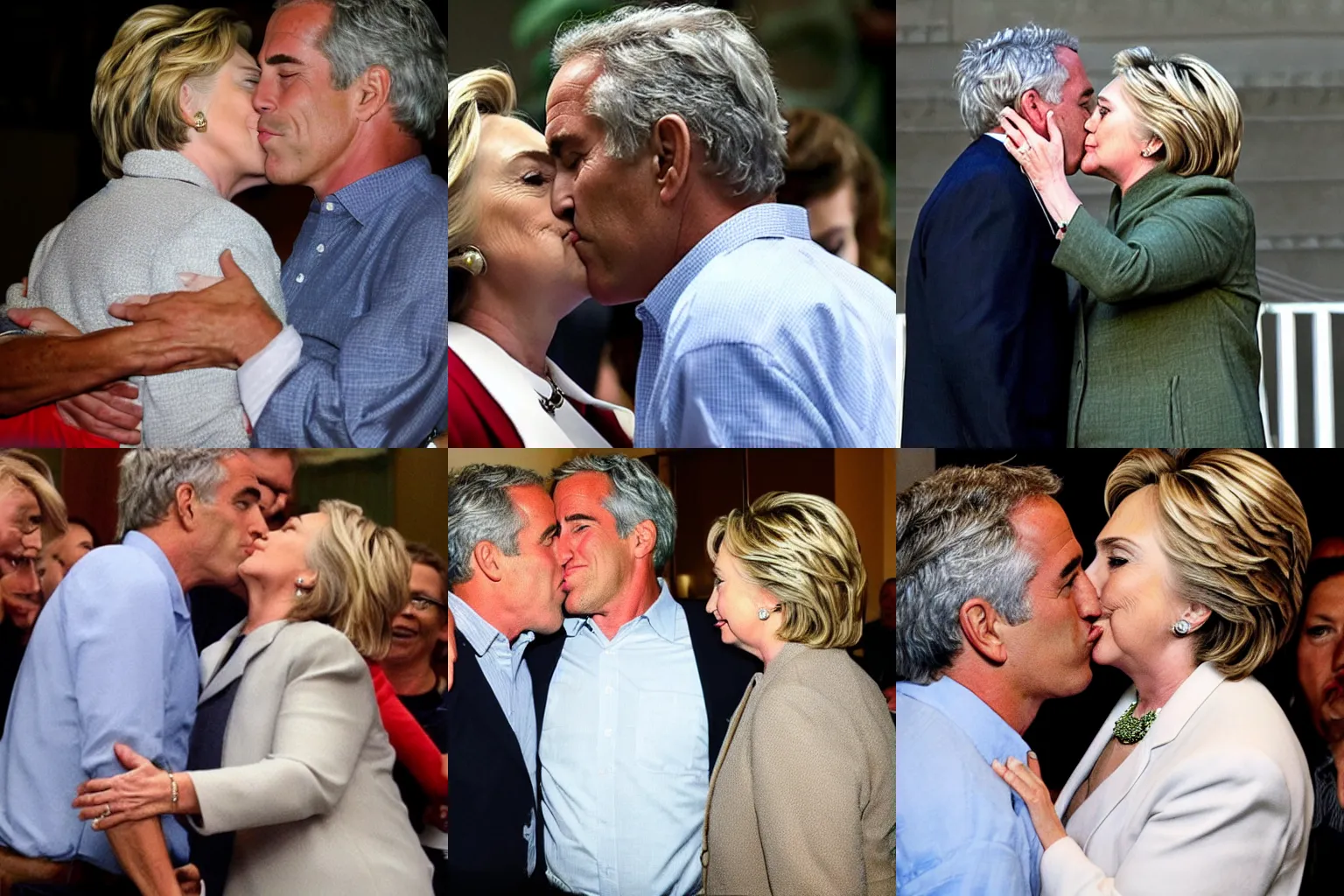 Prompt: hillary clinton kissing Jeffrey Epstein