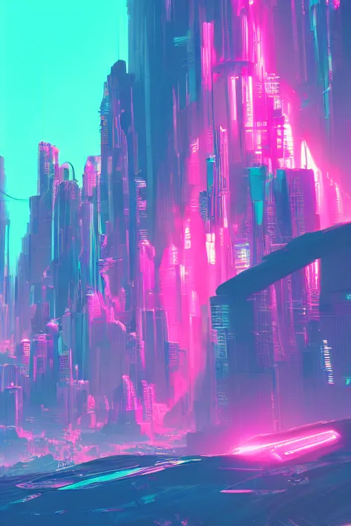 Image similar to cyberpunk syntwave mountains, pink neon lights, futuristic, cgsociety, in the style of artstation