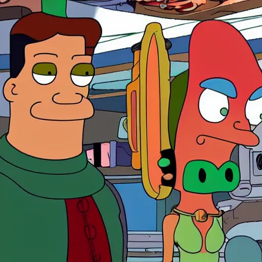 Prompt: big budget futurama movie with real life actors, live action, photorealistic