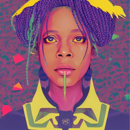 Image similar to Erykah Badu profile picture by Sachin Teng, asymmetrical, Organic Painting , Matte Painting, geometric shapes, hard edges, graffiti, street art:2 by Sachin Teng:4