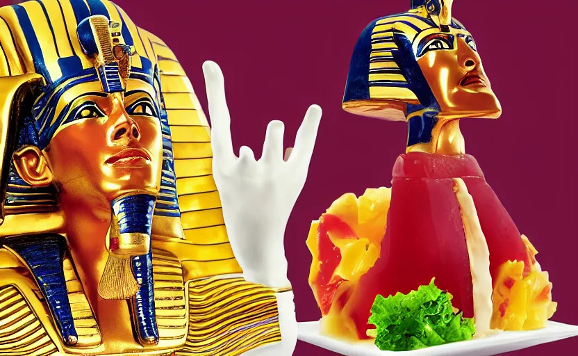 Prompt: king tut, but in jell-o salad, photograph for adweek