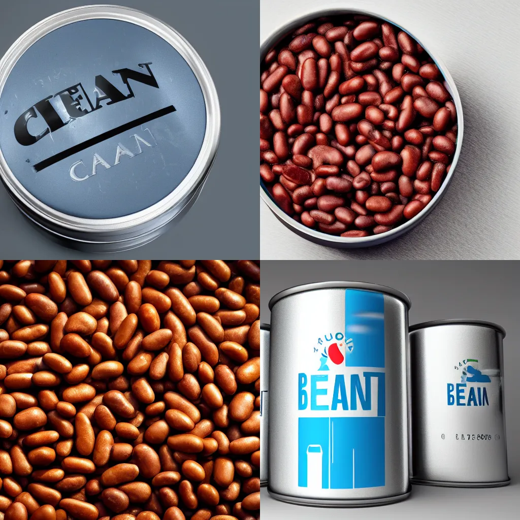 Prompt: Commercial Photo Of A Can Of Beans, 4K, Photorealistic