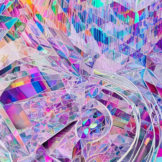 Prompt: hyper detailed abstract geometric art made of paper, optical illusion, crystals, crystal formation, shapes and colours, material textures, sense of depth, pastel colour palette, just beautiful