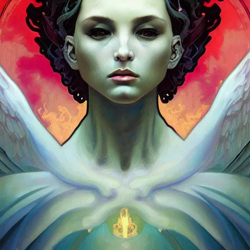 Prompt: A Pixel Art portrait of A beautiful!!!! angel in black flames by Ross Tran!! and alphonse mucha and greg rutkowski! and Zdzisław Beksiński!!,In style of digital art.Symmetrical face.dark Fantasy,smooth,hyper detailed,sharp focus,Soft light.4k