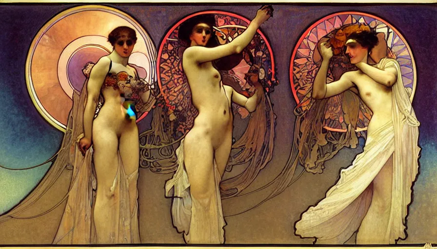 Image similar to the two complementary forces that make up all aspects and phenomena of life, by Alfons Maria Mucha